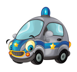 Fototapeta na wymiar Cartoon police car - isolated - illustration for children