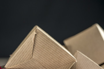 Close up shot of three carton packages