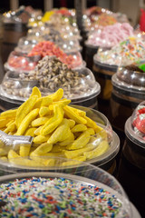 Capacities with sweets, candy, licorice,