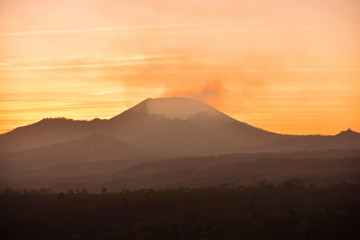 Silhouette of sunrise at Kawah Ijen crater