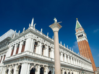 Fototapeta na wymiar St Mark's Campanile, the bell tower of St Mark's Basilica located in the Piazza San Marco, Venice, Italy
