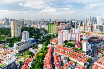 Photo sur Plexiglas Singapour Vue de dessus des vieilles maisons de ville et des dortoirs de Singapour
