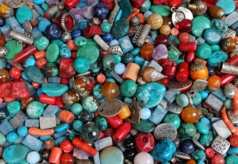 Placer beads of semi-precious stones