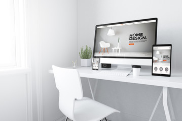  devices on white minimal workspace interior design website