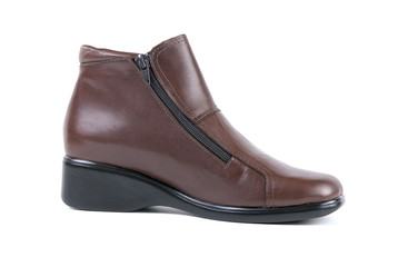 Brown Shoe on White Background, Isolated Product, Top View, Studio.