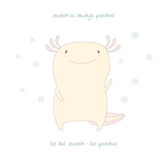 Cute axolotl postcard