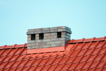 Roof with chimney, modern ceramic tile
