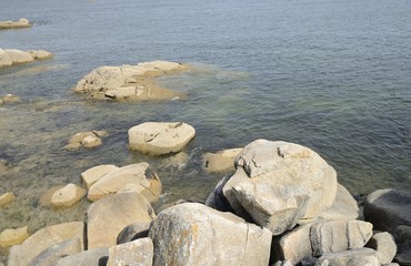 Rocks on sea  in La Toja, Galicia, Spain
