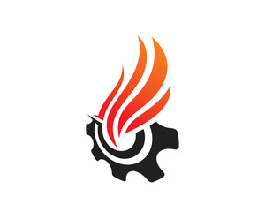 Fire Tech Logo Template Design Vector, Emblem, Design Concept, Creative Symbol, Icon