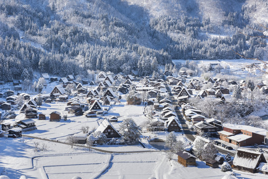 Fototapeta Historic Village of Shirakawago in winter, Japan