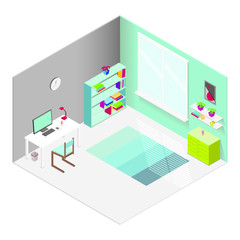 Isometric Designer Workplace Concept