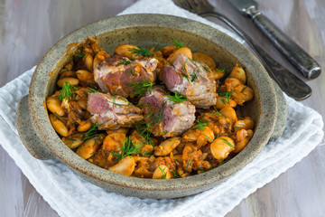 Seared lamb with beans
