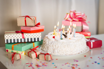 Birthday cake with candles