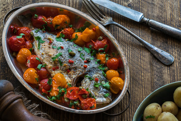 Italian style sea bream in crazy water -  acqua pazza