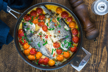 Italian style sea bream in crazy water -  acqua pazza