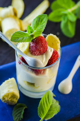 Dessert with strawberries and banana