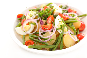 vegetable salad with potato,egg,bean and tomato