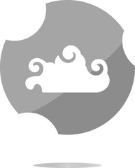white cloud on internet icon isolated on white