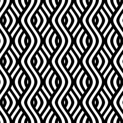 Vector seamless pattern. Modern stylish texture. Monochrome geometric pattern with wavy lines.