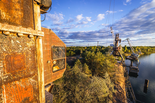 Abandoned port cranes in Chernobyl Exclusion Zone, Ukraine