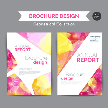Annual report template. Modern flyer with geometric shapes in low poly style. Abstract business brochure.
