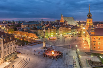 Fototapeta premium Warsaw, Poland, panorama of old city with royal castle and st John cathedral