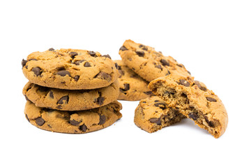Tasty biscuits with chocolate isolated on a white background