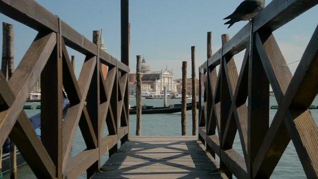 Old wood wharf, Venice, Italy