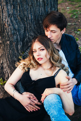 portrait of sexy couple outdoor. sexual young couple in love