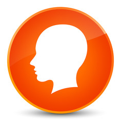 Head female face icon elegant orange round button