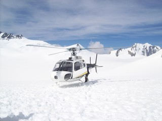 Helicopter on top of a glacier