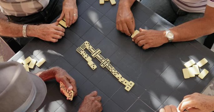 Elderly People Old Men Playing Domino For Fun