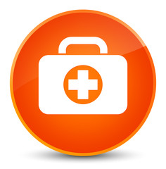 First aid kit bag icon elegant orange round button
