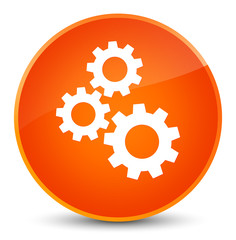 Gears icon elegant orange round button