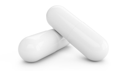3D rendering Capsule pills isolated on white