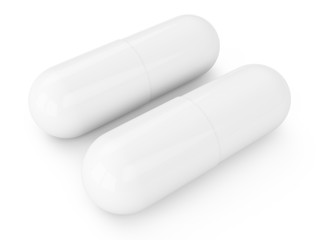 3D rendering Capsule pills isolated on white