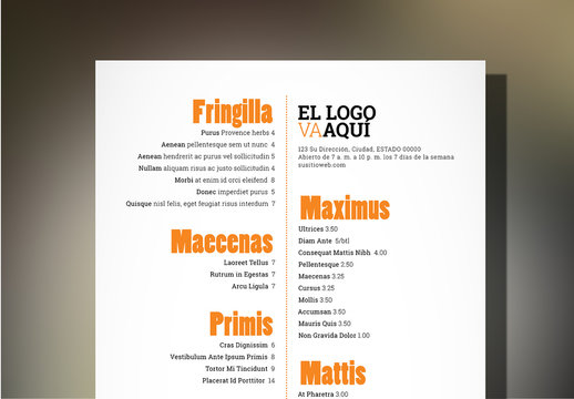 Dise&ntilde;o de men&uacute; para bar de tapas