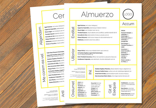 Dise&ntilde;o de men&uacute; moderno