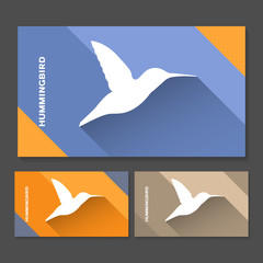 Visiting business card or web banner with humming bird icon