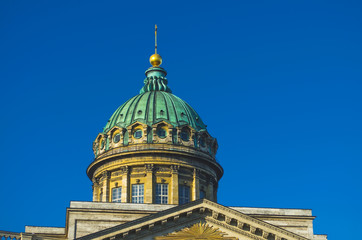 Fototapeta premium View Kazan Cathedral in Saint Petersburg blue sky morning.