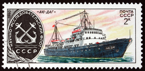 Postage stamp Russia 1980 Aju Dag, Ship