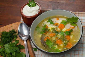 Pickled cucumber soup with other vegetables
