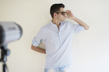 adult young posing in the studio of photography