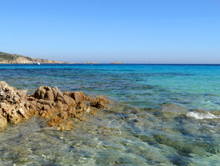 Beautiful crystal clear sea water and beach in Sardinia island