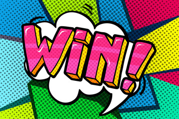 Fototapeta premium Win Message in pop art style