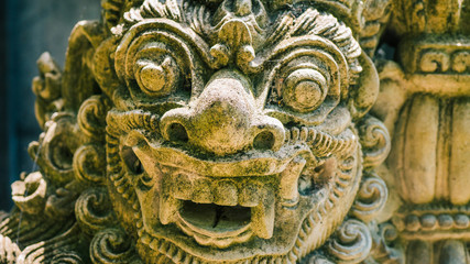 Traditional Balinese stone sculpture art and culture at Bali, Indonesia