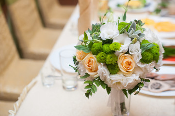 Wedding bouquet on the table