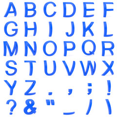 Blue font from curved 3D capital letters