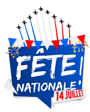 14 juillet - Fête nationale française panneau bleu - patrouille - avion