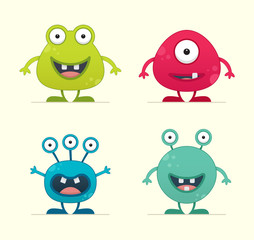 Cute Creature Set - vector illustration 